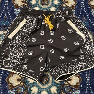 Rhude Black and White Patterned Shorts